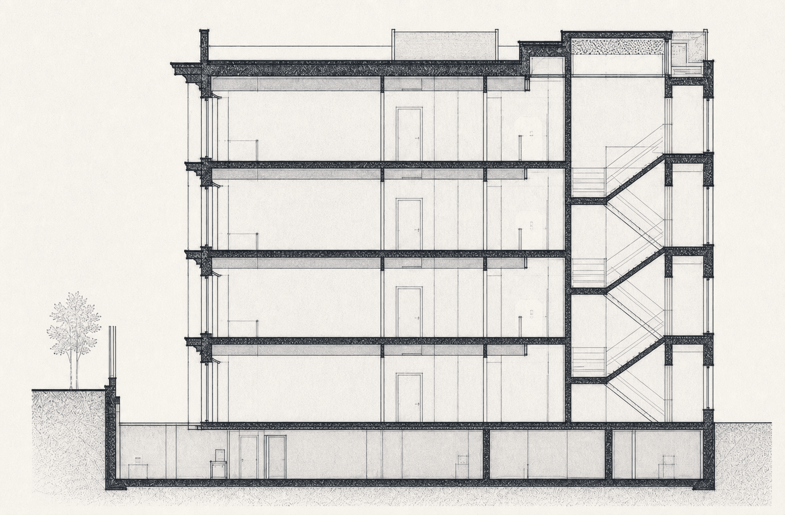 Architectural section of an example residential building